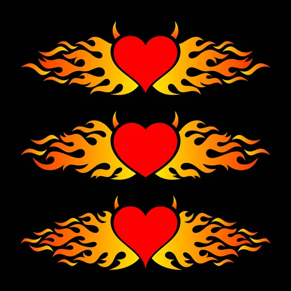 Flaming heart trendy design logo templates — Stock Vector