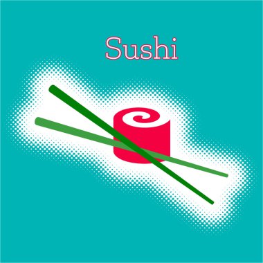 Vektör suşi roll chop sopa ile