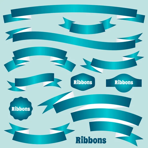 Баннеры с бирюзовыми векторными лентами — стоковый вектор