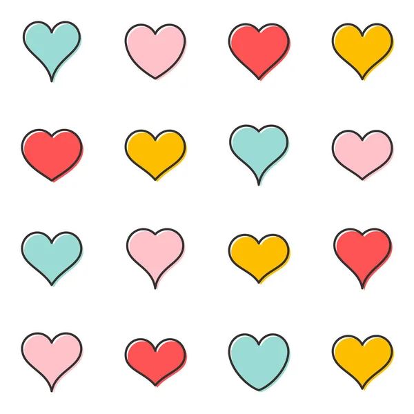 Iconos de contorno de corazón vector simple — Archivo Imágenes Vectoriales