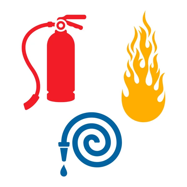 Feuerwehrsymbole isoliert auf weiß — Stockvektor