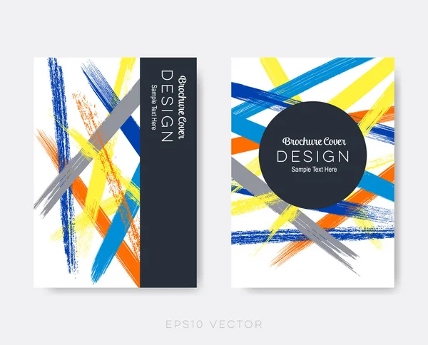 Broschyr cover design grunge penseldrag — Stock vektor