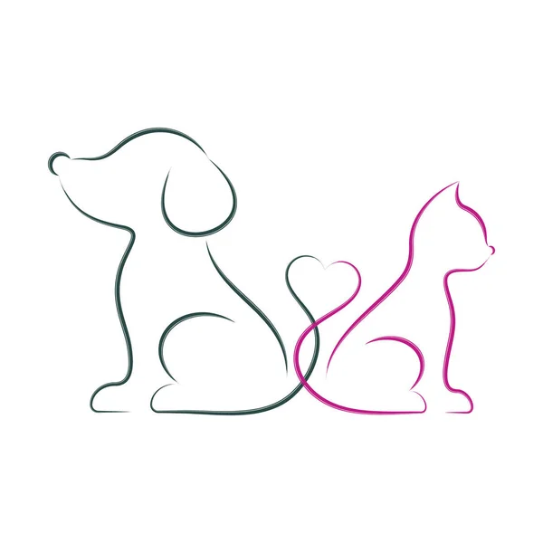 Ilustração vetor minimalista cão e gato — Vetor de Stock