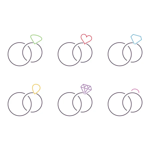 細い線のベクトルの結婚指輪のシンボル — ストックベクタ