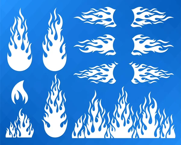Διακοσμητικά φωτιά φλόγα σχεδιαστικά στοιχεία — Διανυσματικό Αρχείο