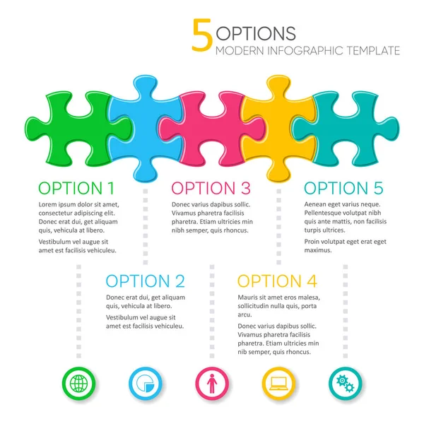 5 옵션 현대 infographic 서식 파일 — 스톡 벡터
