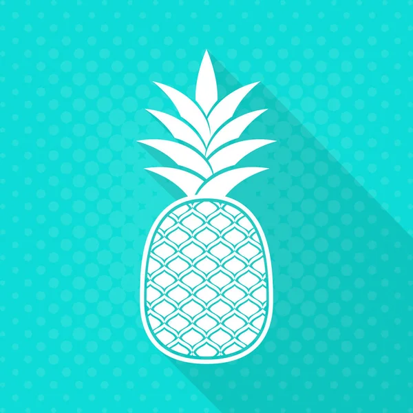 White vector pineapple flat icon turquoise — Stock Vector