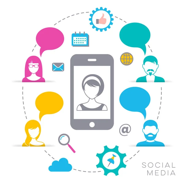 Begrepet kommunikasjon i sosiale medier – stockvektor