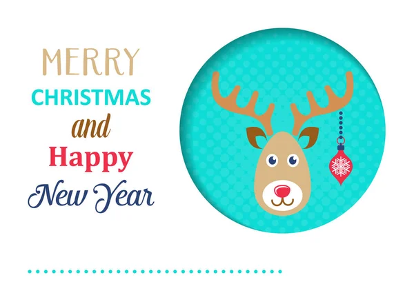 Cartão de Natal vetor engraçado com renas — Vetor de Stock
