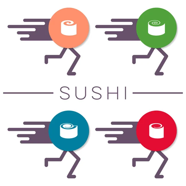 Vector sushi design elements funny concept — Stock Vector