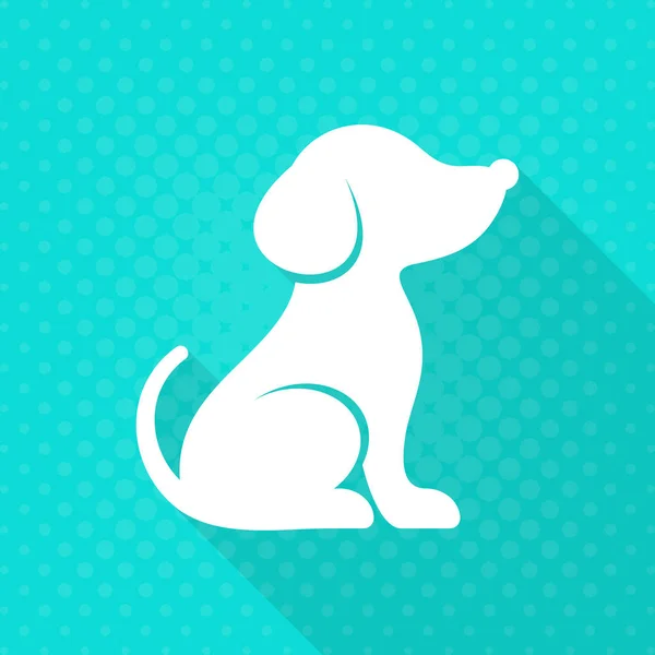 Branco vetor bonito cão plana ícone — Vetor de Stock