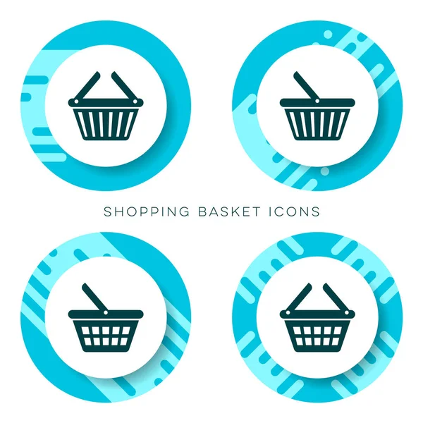 Iconos de cesta de compra vector azul — Vector de stock