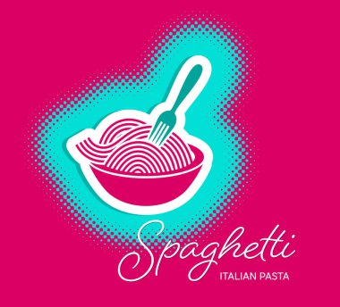 Spagetti makarna çeşitleri noktalı resim tasarım
