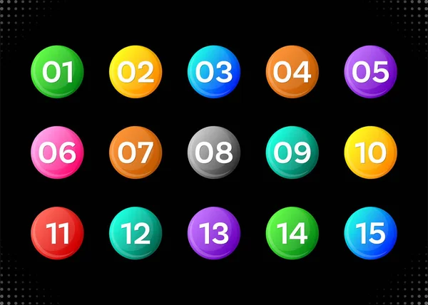 Fifteen colorful numbers icons — Stock Vector