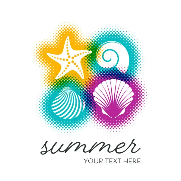 Vektör yaz kartı kabukları ile