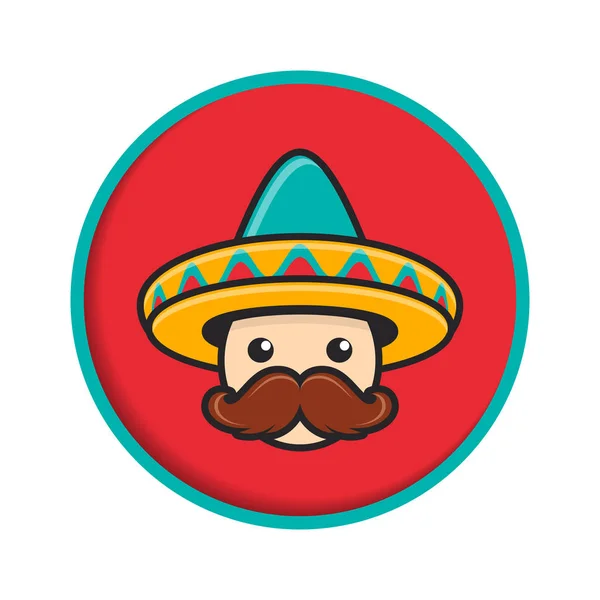 Cara de hombre de dibujos animados con sombrero — Vector de stock