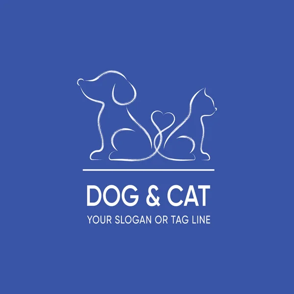 Modelo de design de logotipo de cão e gato vetorial — Vetor de Stock