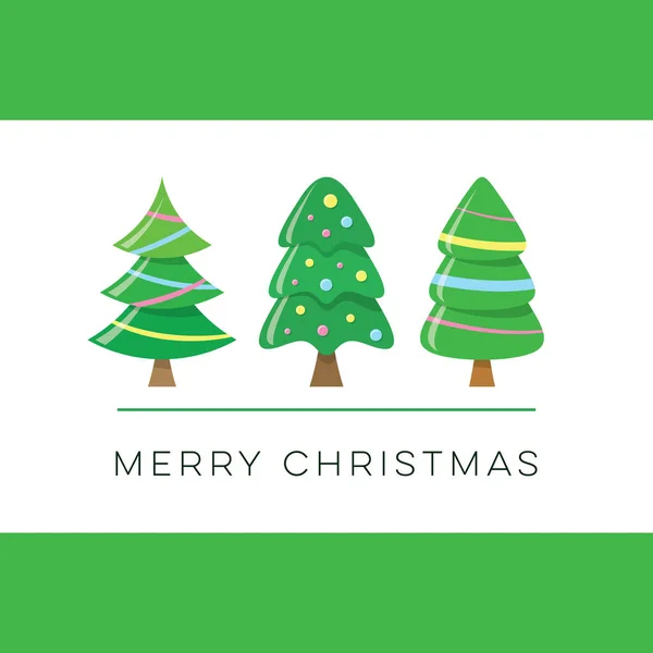 Vektorové veselé vánoční přání s roztomilými stromy — Stockový vektor