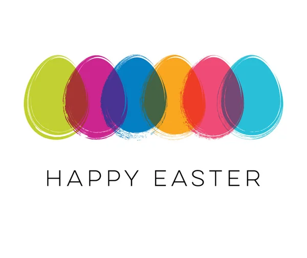 Vector feliz tarjeta de Pascua con huevos de colores — Vector de stock