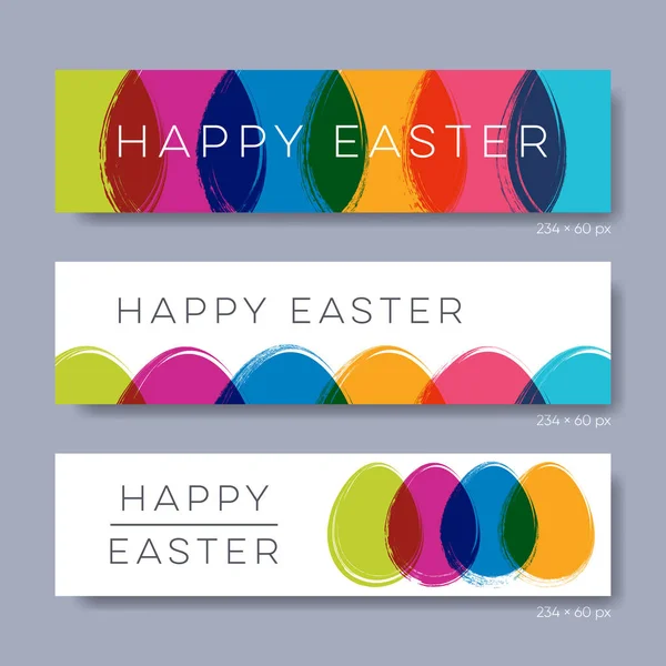 Vector happy easter web banners with eggs — Stok Vektör
