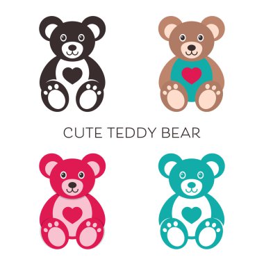 Vector cute abstract teddy bear icons collection