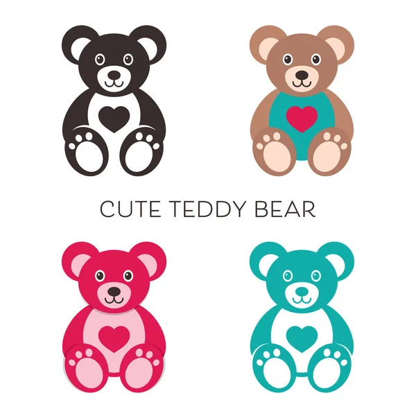 Vector cute abstract teddy bear icons collection — Stock vektor
