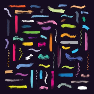 Colourful vector art brush strokes huge set
