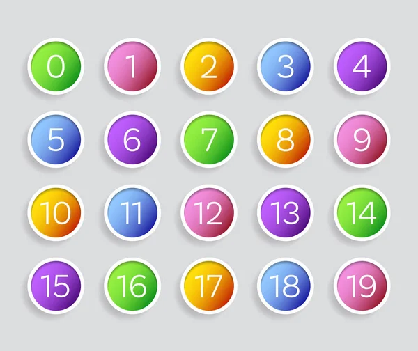 Proste kolorowe ikony liczby wektorów okrągłych izolowane — Wektor stockowy