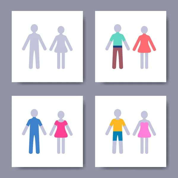 Various vector male and female minimalist icons — Stock Vector