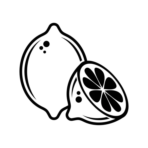 Ilustración simple de limones vectoriales negros en blanco — Vector de stock