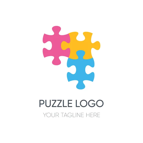 Vektor-Puzzle-Logo-Design isoliert auf Weiß — Stockvektor