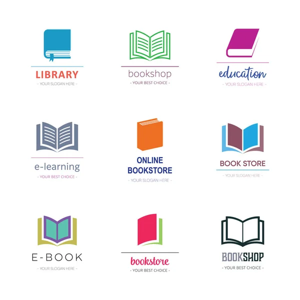 Various vector book symbol logo design templates — Stock Vector