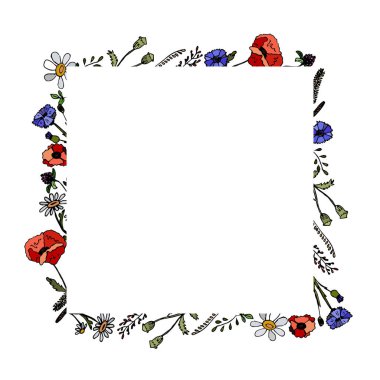 Çiçekçi için güzel renkli çiçekler, davetiyeler, kartlar.