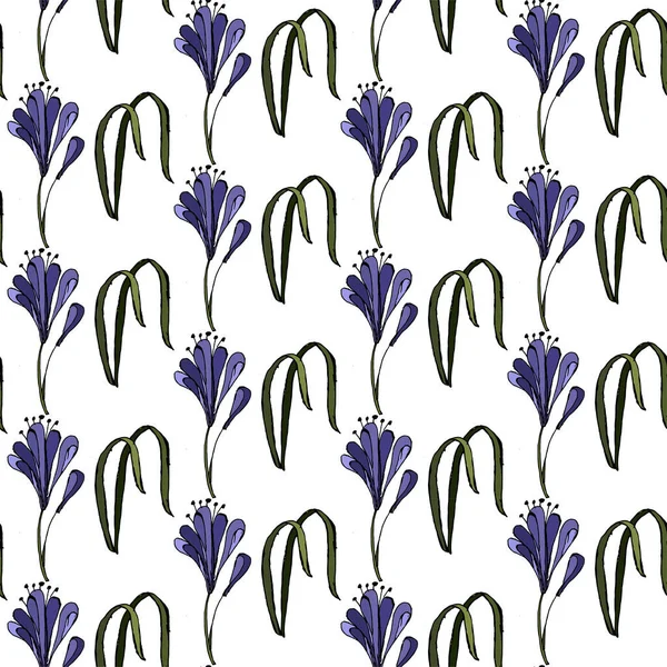 Mavi Mor Agapanthus Vektör İllüstrasyonu. Beyaz Arkaplanda izole edilmiş.