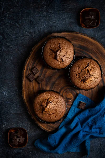 Tartelettes Chocolat Cuites Dans Des Ramequins Allant Four — Photo