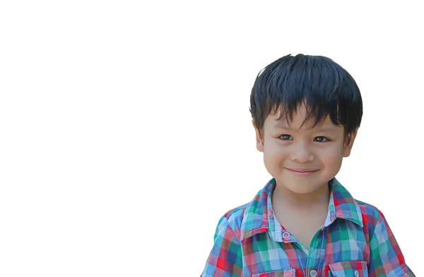 Isolated Portrait Asian Boy Smiled Happily White Background Clipping Path — Stock Photo, Image