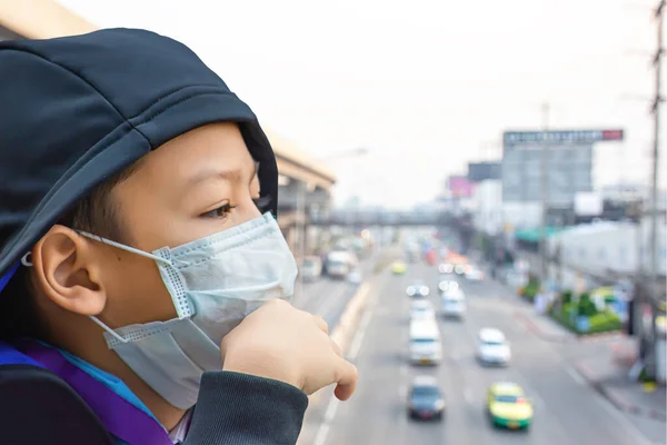 Die Asean Jungen Tragen Eine Maske Staub Verhindern — Stockfoto