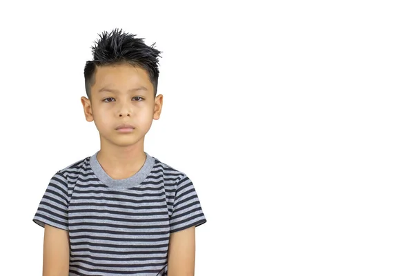 Isolated Portrait Asian Boy Wearing Shirt White Background Clipping Path — Stock Photo, Image