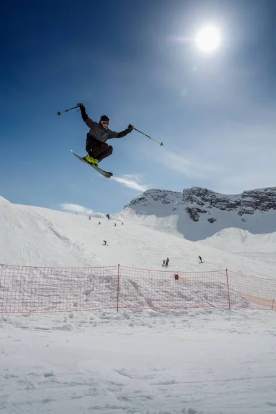 Sochi Krasnaya Polyana Ski Resort Russia March 2020 Freestyle Ski — 图库照片