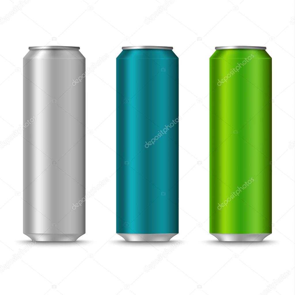 Colorful cans of drinks template