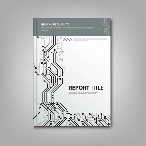 Libro de folleto con plantilla de placa de circuito impreso de diseño — Vector de stock