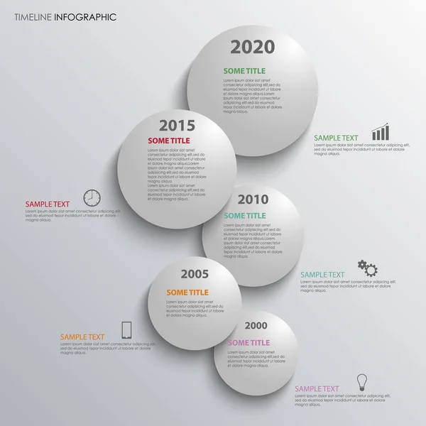 Time line info graphic with grey bubbles above each other — Stock Vector