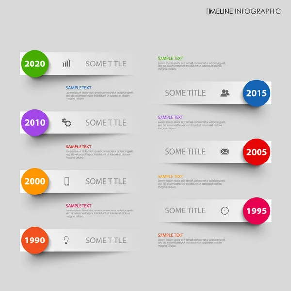 Linha do tempo info gráfico com listras cinzentas acima de outra —  Vetores de Stock