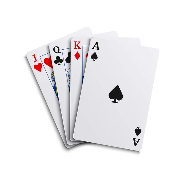 Quatro poker jogando cartas diferentes mão juntos —  Vetores de Stock