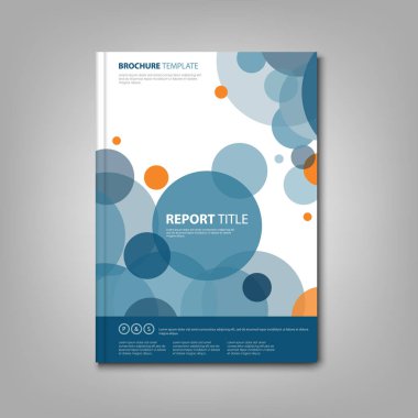 Broşürler kitap ya da soyut mavi daireler ile el ilanı