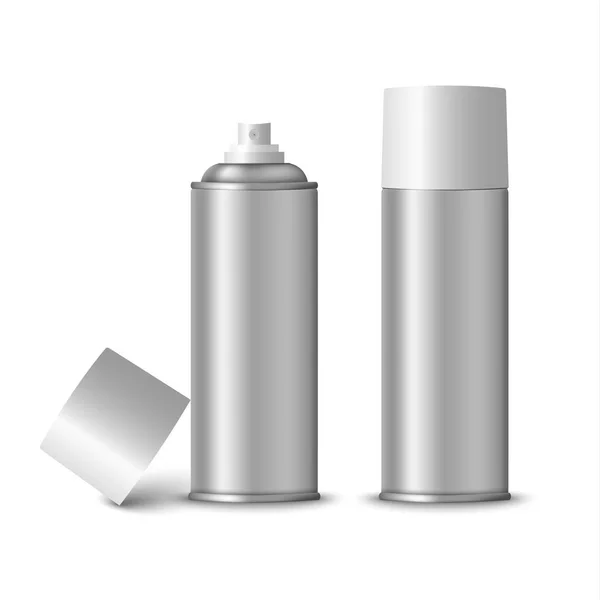 Modelo de garrafa de spray de prata em branco —  Vetores de Stock