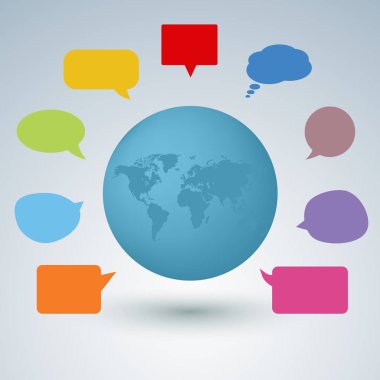 İletişim kavramı ile renkli konuşma kabarcıklar