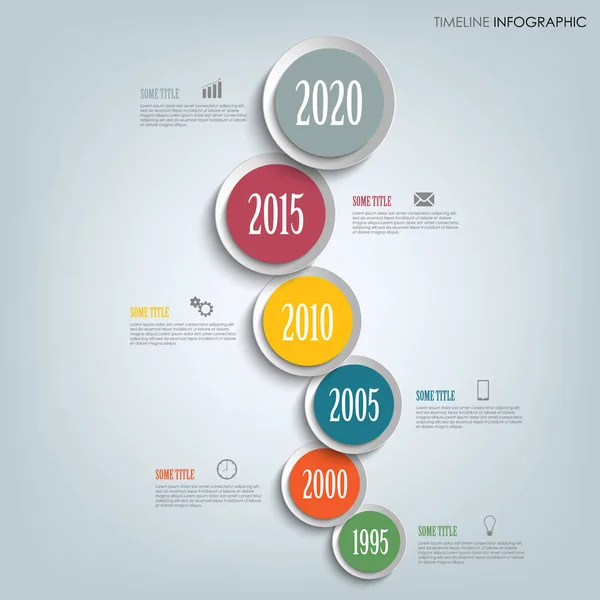 Информация о временной линии графический вертикально с круглым шаблоном индикатора дизайна — стоковый вектор