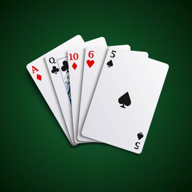 Poker el yüksek değerli kartları kombinasyonu şablonu