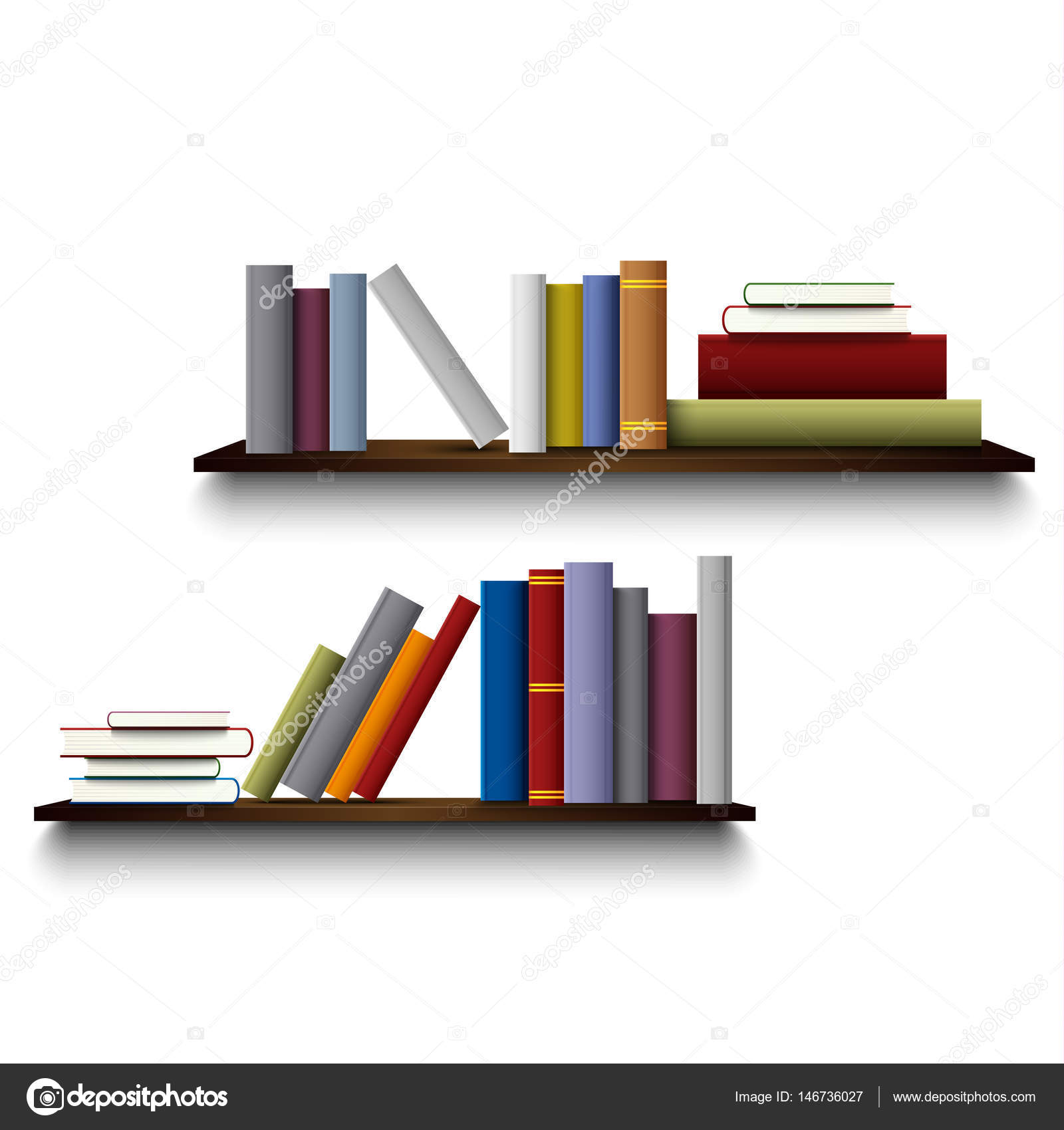 Полка с книгами на белом фоне
